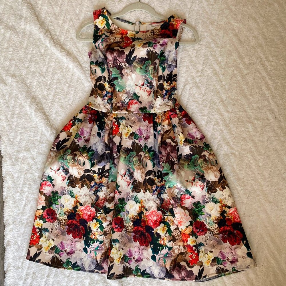 Lotus Grace Floral A-Line Dress
